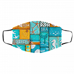 Sea And Beach Washable Reusable Custom Printed Cloth Face Mask Cover, White, Cloth Face Cover – Medium/Large
