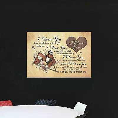 Alternative view of Jack And Sally I Choose You Romantic Couple Halloween Gifts Framed Canvas Prints - Unframed Poster
