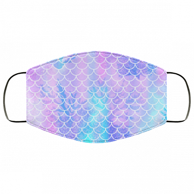 Mermaid Fabric Washable Reusable Custom-Printed Cloth Face Mask Cover, White, fma-med-lg-face-mask