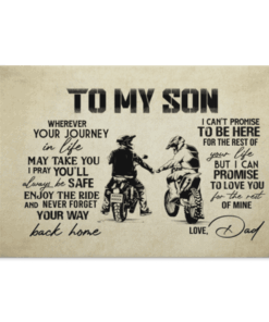 To My Biker Son Wherever Your Journey in Life May Take You I Pray Framed Canvas - Unframed Poster, White, 0.75'' Framed Canvas
