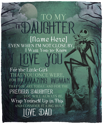Personalized To My Daughter Even When I'm Not Close By Nightmare Skellington Fleece Blanket - Premium Sherpa Blanket, White, Cozy Plush Fleece Blanket - 50x60