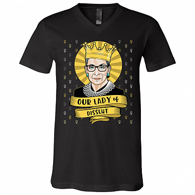 Our Lady of Dissent RBG Ruth Bader Ginsburg T-Shirt - V Neck, Black, V-Neck T-Shirt