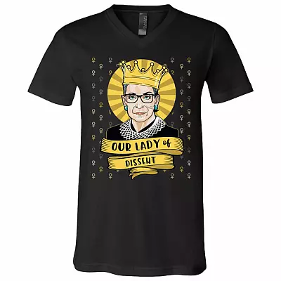 Our Lady of Dissent RBG Ruth Bader Ginsburg T-Shirt - V Neck, Black, V-Neck T-Shirt
