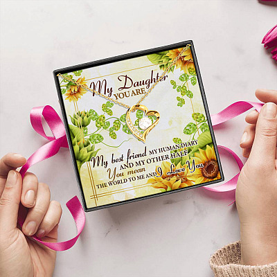 Alternative view of My Daughter You Are My Best Friend My Human Diary You Mean The World To Me I Love You  Forever Love Pendant Necklace