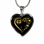 Dad Always In My Heart Loss Of Dad Heart Pendant Necklace - Dad Remembrance Necklace - Heart Luxury Necklace (Silver)