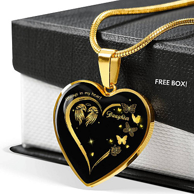 Daughter Always In My Heart Loss Of Daughter Heart Pendant Necklace - Daughter Remembrance Necklace - Heart Luxury Necklace (Gold Plated)
