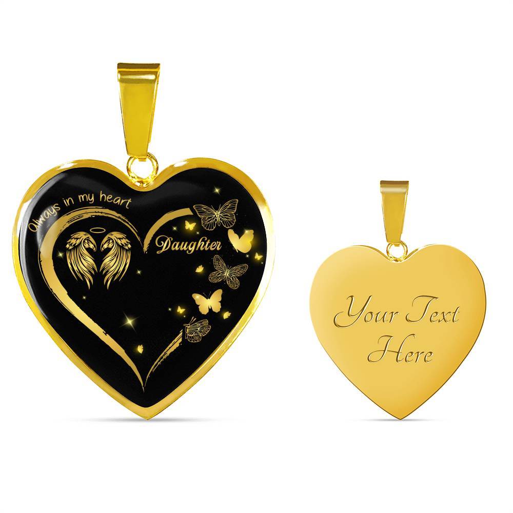 Daughter Always In My Heart Loss Of Daughter Heart Pendant Necklace - Daughter Remembrance Necklace - Heart Luxury Necklace (Gold Plated)