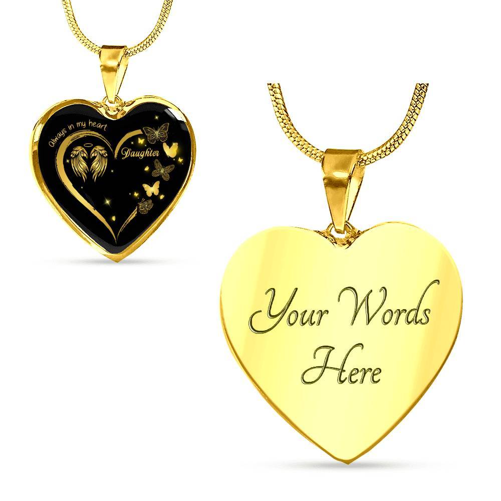 Daughter Always In My Heart Loss Of Daughter Heart Pendant Necklace - Daughter Remembrance Necklace - Heart Luxury Necklace (Gold Plated)