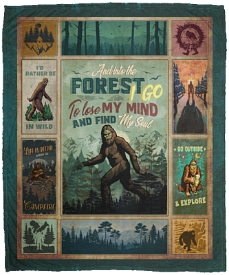 Bigfoot And Into The Forest I Go To Lose My Mind And Find My Soul Fleece Blanket - Mink Sherpa Blanket, White, Cozy Plush Fleece Blanket - 50x60