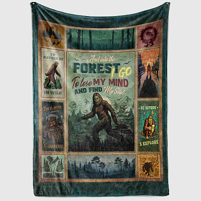 Alternative view of Bigfoot And Into The Forest I Go To Lose My Mind And Find My Soul Fleece Blanket - Mink Sherpa Blanket