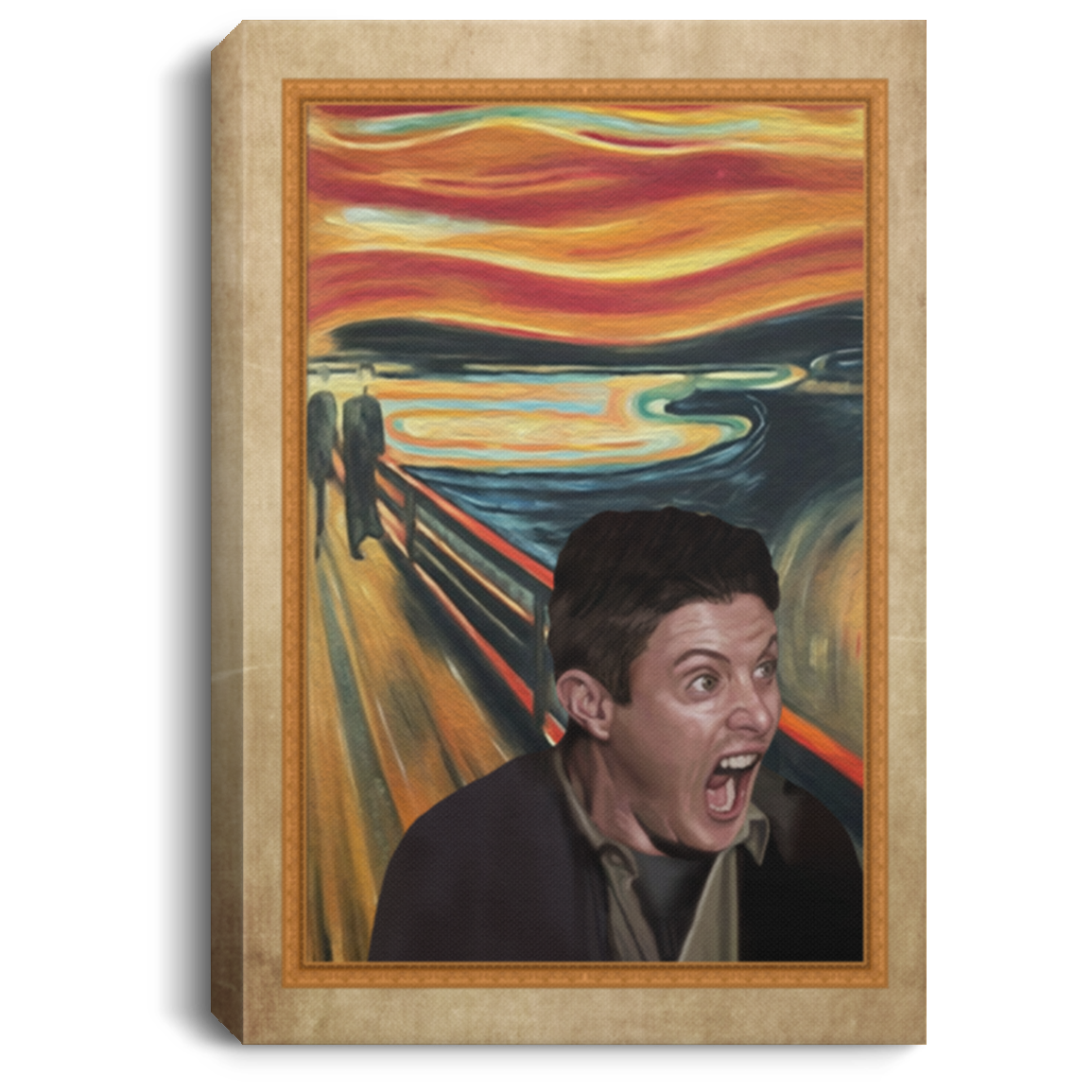 Supernatural Dean Screaming Funny The Scream, White, 0.75'' Framed Canvas