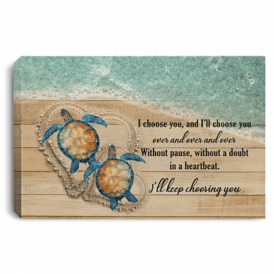 Turtle I Choose You To My Love Turtles Couple Wrapped Framed Canvas Unframed Poster - Turtle Couple Decor Art, White, 0.75'' Framed Canvas