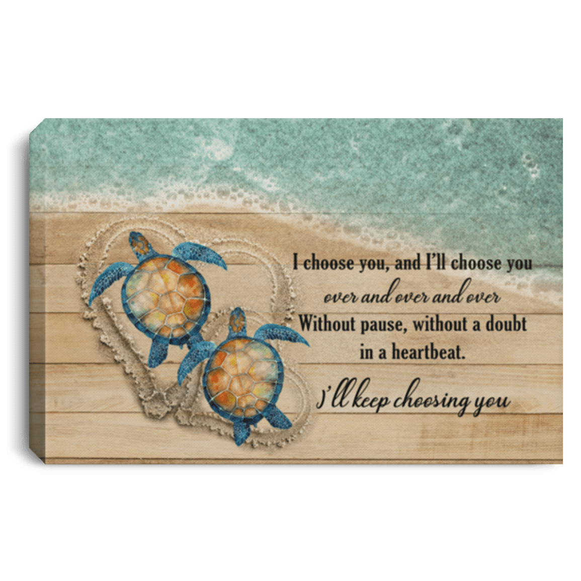 Turtle I Choose You To My Love Turtles Couple Wrapped Framed Canvas Unframed Poster - Turtle Couple Decor Art, White, 0.75'' Framed Canvas