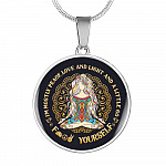 I'm Mostly Peace Love and Light and a Little Go Fck Yourself Yoga Meditation Circle Pendant Necklace - Circle Luxury Necklace (Silver)