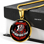 Never Underestimate A Woman Who Has Cherokee Blood Circle Pendant Necklace - Native American Necklace - Circle Luxury Necklace (Gold Plated)