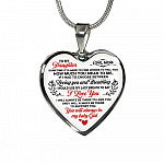 Mom To My Daughter Sometimes Its Hard To Find Words To Tell You How Much You Mean To Me Heart Pendant Necklace - Heart Luxury Necklace (Silver) Mom To My Daughter Sometimes Its Hard To Find Words To Tell You How Much You Mean To Me Heart Pendant Necklace - Heart Luxury Necklace (Silver)