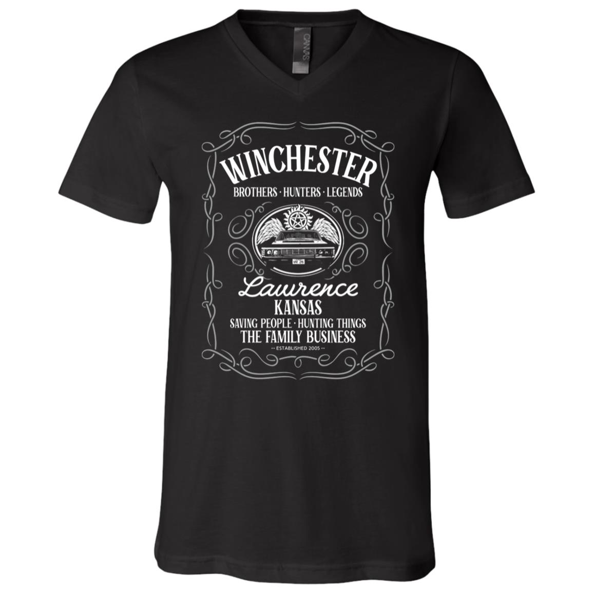 Winchester Brothers Hunters Legends Witch Supernatural T-Shirt - V-Neck, Black, V-Neck T-Shirt