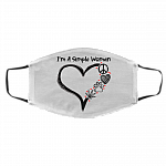I'm A Simple Woman Peace Love Weed Paws Blunt Slut Washable Reusable - Funny Weed Cloth Face Mask Cover, White, Cloth Face Cover – Medium/Large