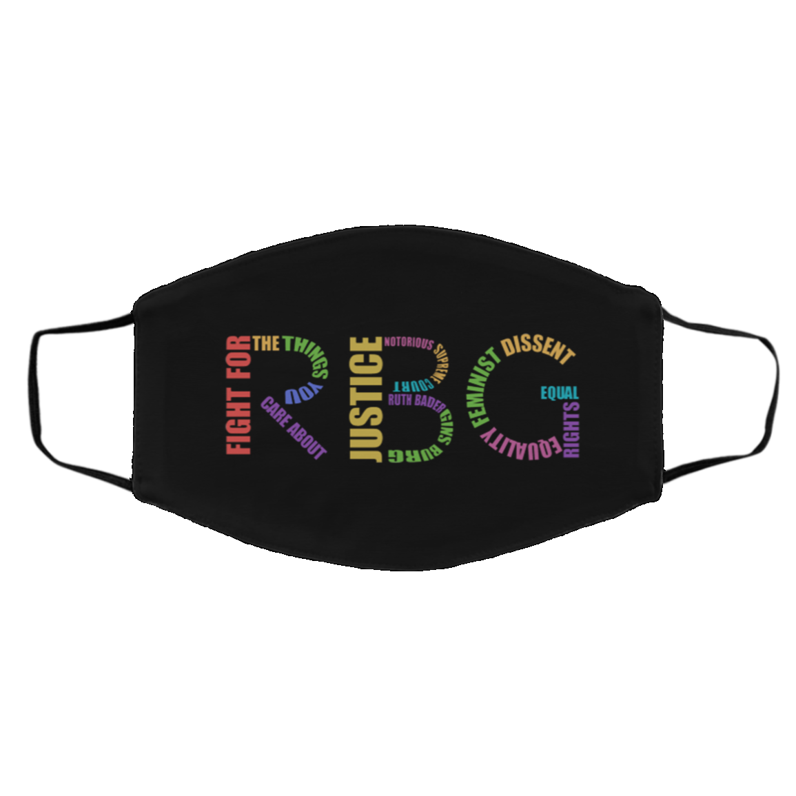 Notorious Ruth Bader Ginsburg Fight for the Things You Care About RBG Feminism Washable Reusable Cloth Face Mask, Black, Cloth Face Cover – Medium/Large
