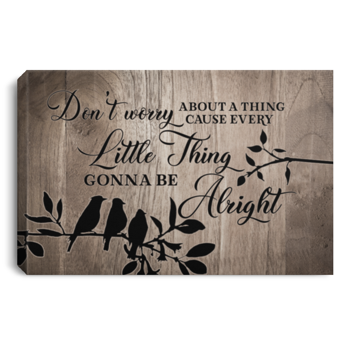 Three Little Birds Don't Worry Gallery Wrapped Framed Canvas Prints – Unframed Poster - Decor Wall Art, White, 0.75'' Framed Canvas