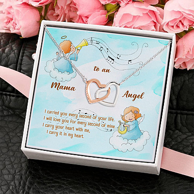 Mama To An Angel I Carried You Every Second Of Your Life Interlocking Hearts Pendant Necklace