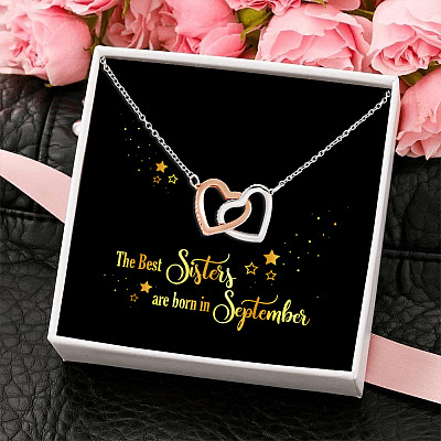 Alternative view of The Best Sisters Are Born In September Interlocking Hearts Pendant Necklace - Sister Birthday Gifts from Sister