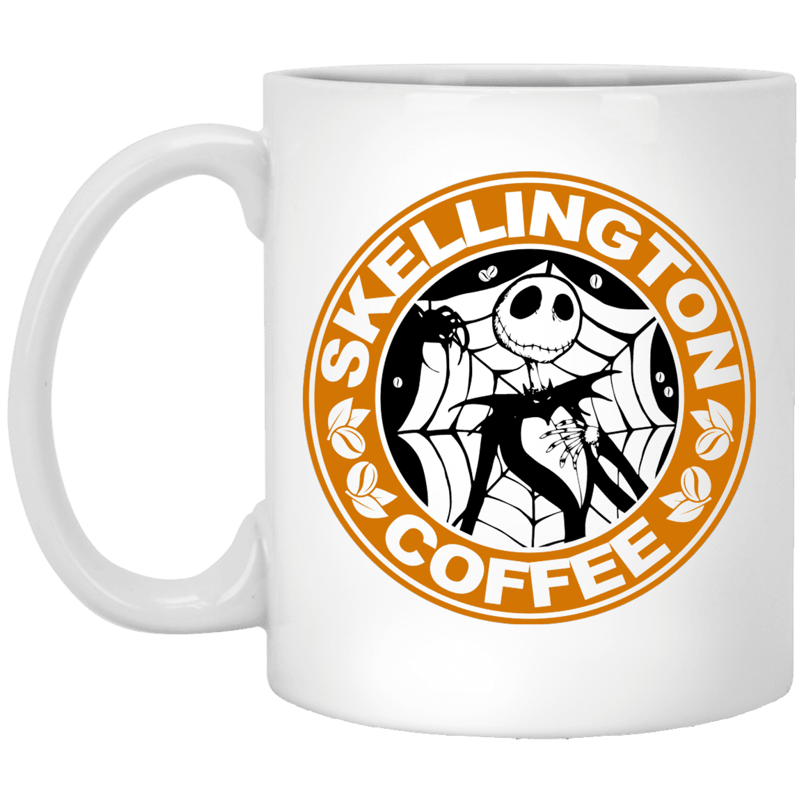 Skellington Coffee Pumpkin King Nightmare before Christmas Ceramic Coffee Mug - Water Bottle, White, 11 oz. White Mug