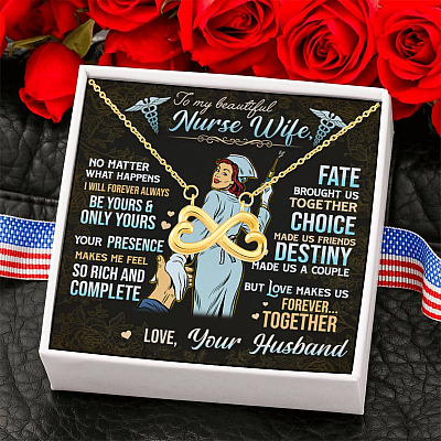 Alternative view of Necklace to My Nurse Wife No Matter What Happens I'll Forever Always Be Yours Infinity Heart Pendant