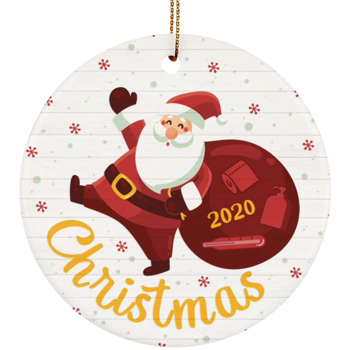 Cute Santa Claus Xmas Tree Hanging Accessories Christmas Ornament Keepsake - Circle Porcelain Ornament, White, Circle Ornament