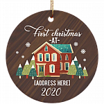 Personalized First Christmas Holiday Christmas - Flat Circle Porcelain Ceramic Ornament - Decoration Gift, White, Circle Ornament
