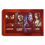 Michael Freddy Jason Leatherface Horror Movies Gallery Wrapped Framed Canvas Print - Unframed Poster Wall Art, White, 0.75'' Framed Canvas