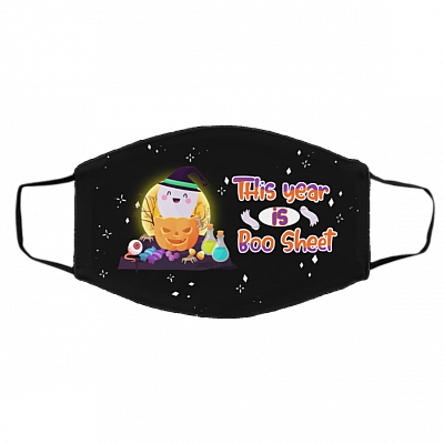 This Year Is Boo Sheet Washable Reusable Custom - Printed Cloth Face Mask Cover, Black, Cloth Face Cover – Medium/Large