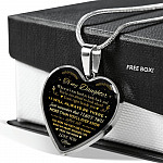 Mom to My Daughter When It's Too Hard to Look Back I Always Be There Heart Pendant Necklace - Heart Luxury Necklace (Silver)