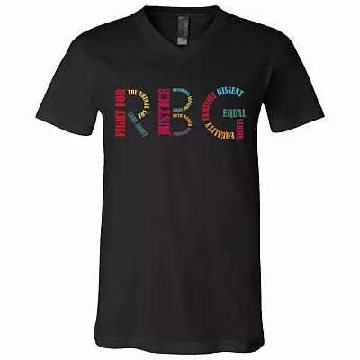 RBG Queen of Justice Ruth Bader Ginsburg T-Shirt - V Neck, Black, V-Neck T-Shirt
