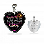Grandpa To My Granddaughter if I Had to Choose Between Loving You And Breathing Heart Pendant Necklace - Heart Luxury Necklace (Silver)