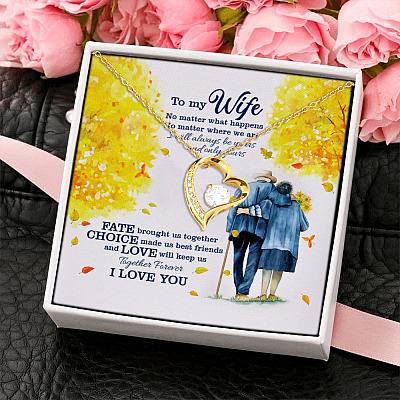Husband To My Wife No Matter What Happens Heartfelt Card Jewelry Forever Love Pendant Necklace