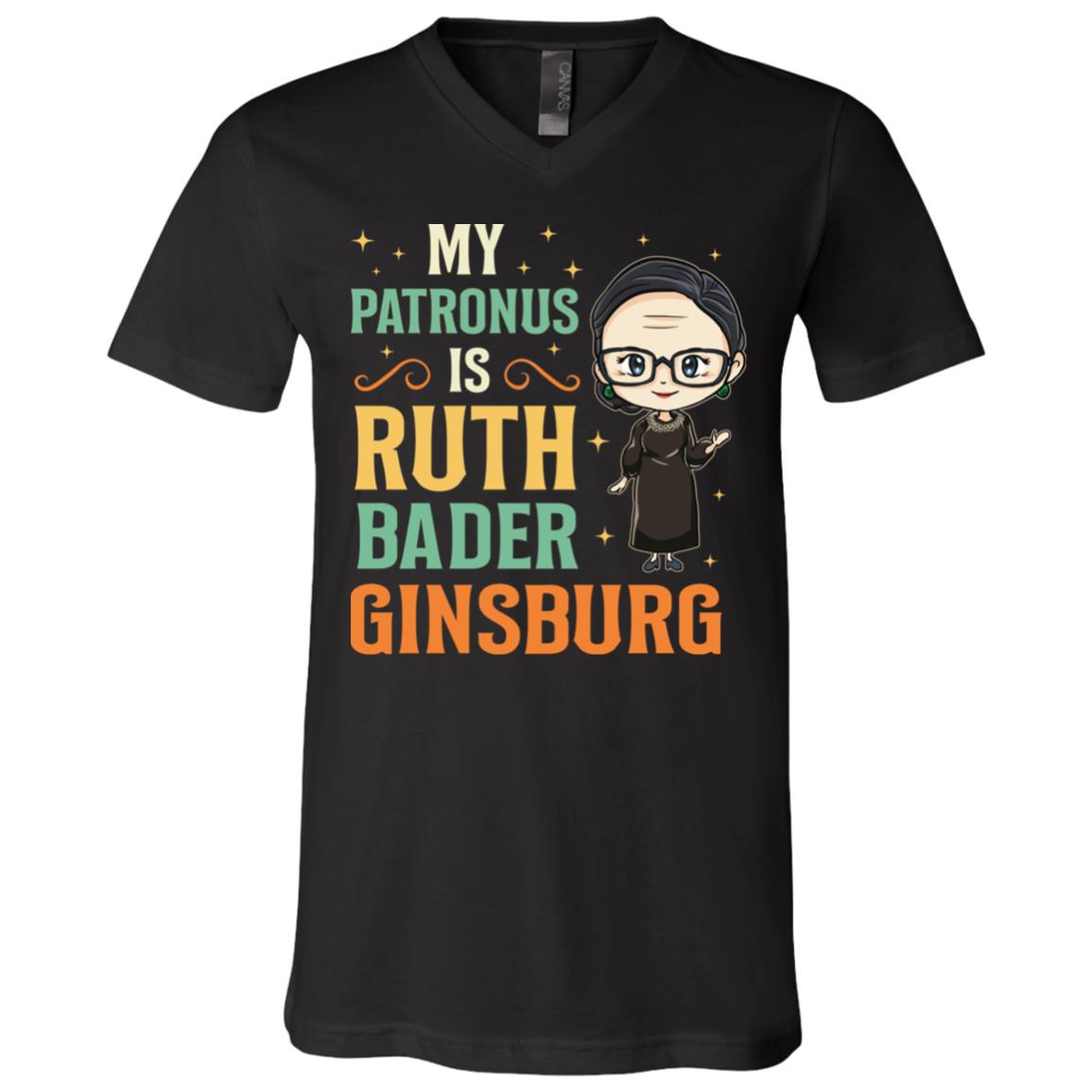 My Patronus Is Ruth Bader Ginsburg Cute Kawaii Chibi T-Shirt - V-Neck Shirt, Black, V-Neck T-Shirt