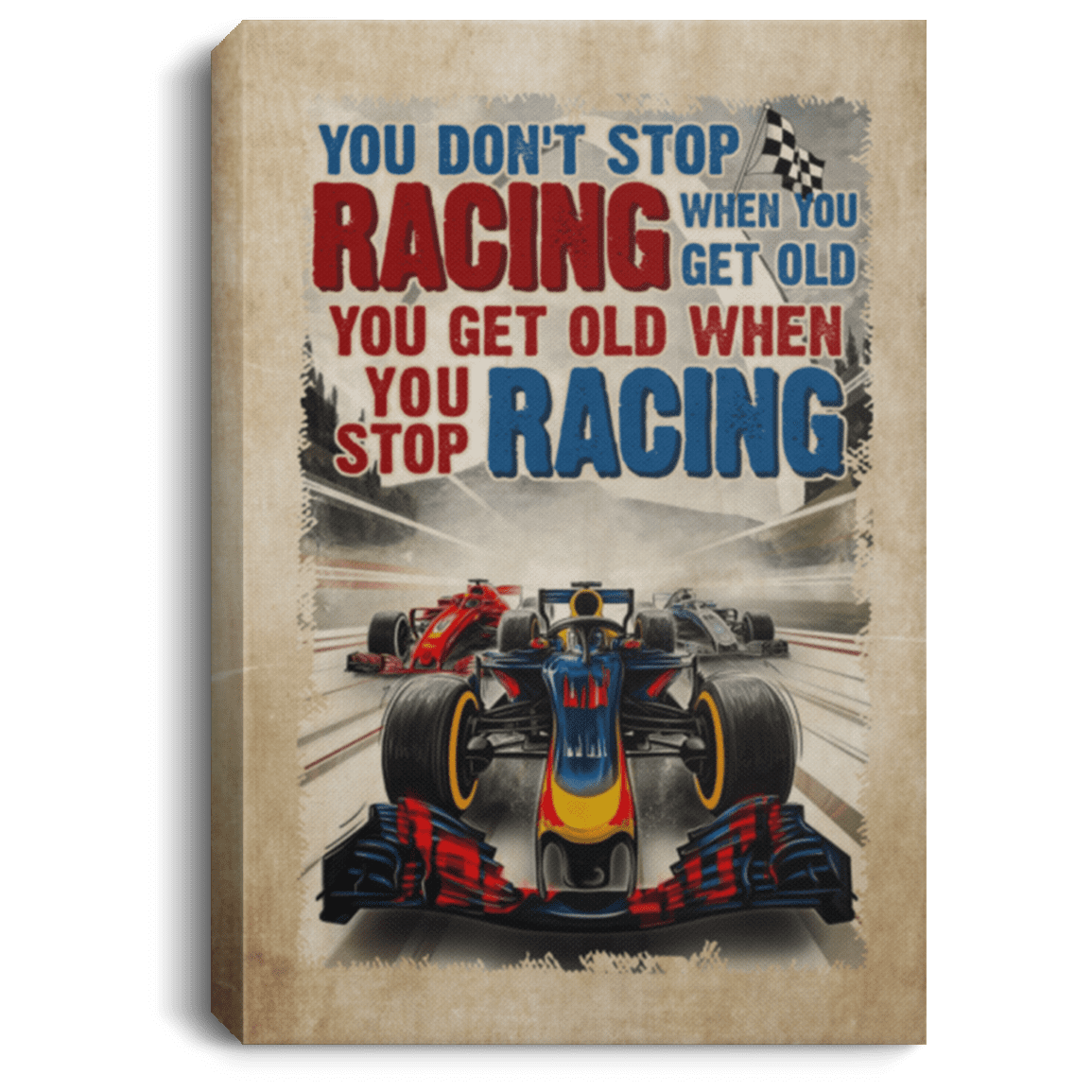 Formula Racing You Don't Stop Racing When You Get Old Speed Lover Framed Canvas - Unframed Poster, White, 0.75'' Framed Canvas