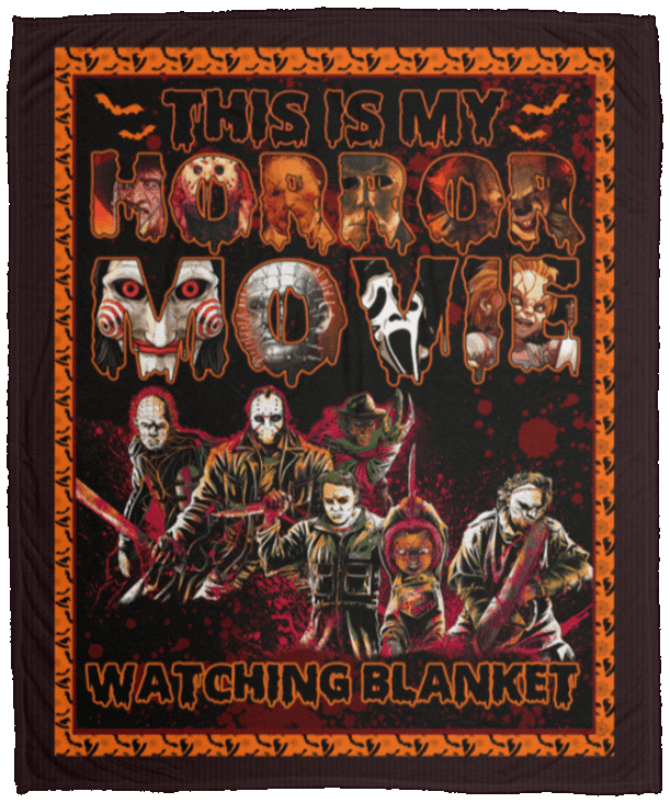 This Is My Horror Movie Watching Blanket Fleece Blanket - Premium Sherpa Blanket - Woven Blanket, White, Cozy Plush Fleece Blanket - 50x60