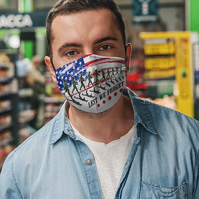 Alternative view of Lest We Forget Washable Reusable Custom - Printed Cloth Face Mask Cover - US Army Veteran Flag Mask