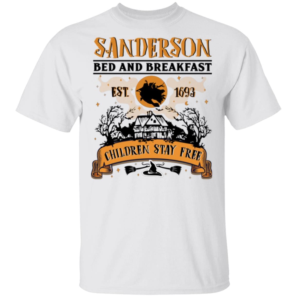 Sanderson Bed And Breakfast Shirt - Hocus Pocus Three Witches T-Shirt - Halloween Sanderson Sisters Shirt, White, Unisex T-Shirt
