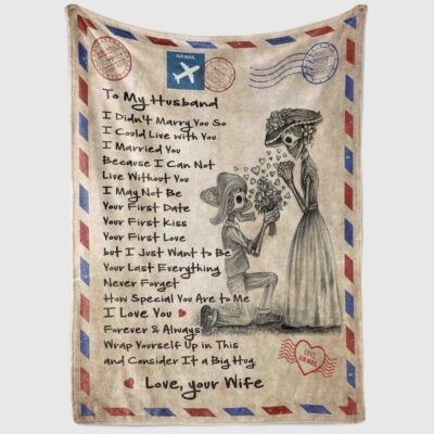 Alternative view of Skull Couple To My Husband I Didn't Marry You So I Could Live With You Fleece Blanket - Premium Sherpa Blanket