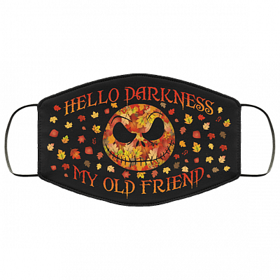 Hello Darkness My Old Friend Jack Skellington Washable Reusable Custom - Printed Cloth Face Mask Cover, Black, Cloth Face Cover – Medium/Large