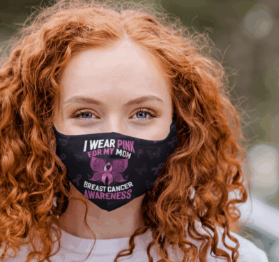Alternative view of Breast Cancer Awareness Pink Ribbon I Wear Pink for My Mom Washable Reusable Custom - Printed Cloth Face Mask