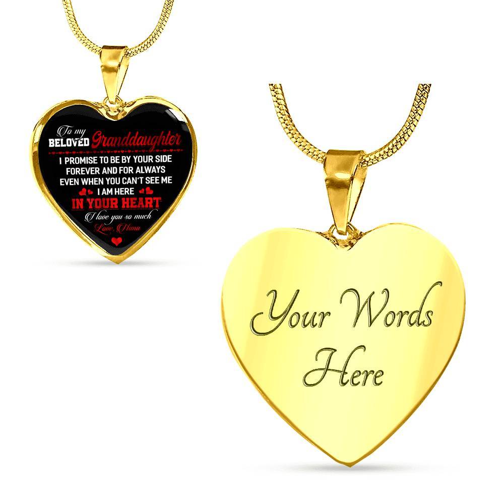 To My Beloved Granddaughter I Promise To Be By Your Side Forever And For Always I Love You Heart Pendant Necklace - Heart Luxury Necklace (Gold Plated) To My Beloved Granddaughter I Promise To Be By Your Side Forever And For Always I Love You Heart Pendant Necklace - Heart Luxury Necklace (Gold Plated)