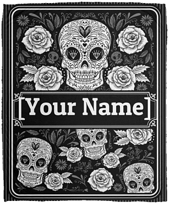 Personalized Sugar Skull Rose Fleece Blanket - Mink Blanket - Woven Blanket, White, Cozy Plush Fleece Blanket - 50x60