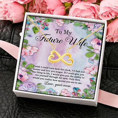 Alternative view of To My Future Wife I Wish I Could Turn Back the Clock Infinity Heart Pendant Necklace