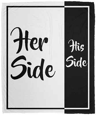 His Side Her Side Black White Fleece Blanket - Premium Sherpa Blanket - Woven Blanket, White, Cozy Plush Fleece Blanket - 50x60