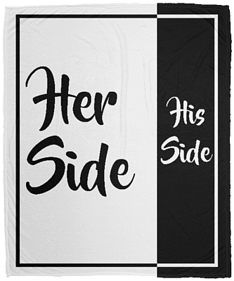 His Side Her Side Black White Fleece Blanket - Premium Sherpa Blanket - Woven Blanket, White, Cozy Plush Fleece Blanket - 50x60