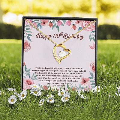 Alternative view of Happy 30th Birthday Thirty Is A Beautiful Milestone Forever Love Pendant Necklace